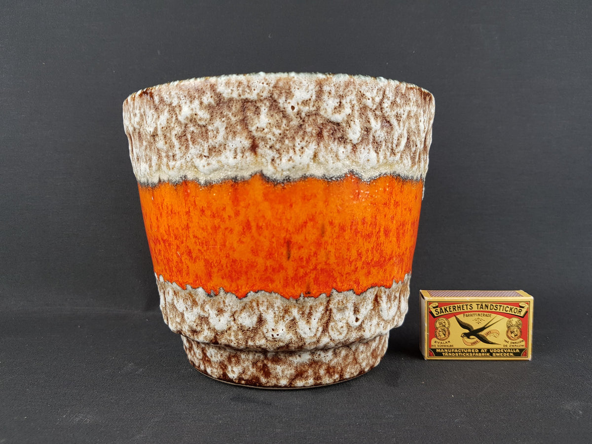 Vintage JOPEKO KERAMIK Orange and Brown Fat Lava planter West German Pottery 1970s