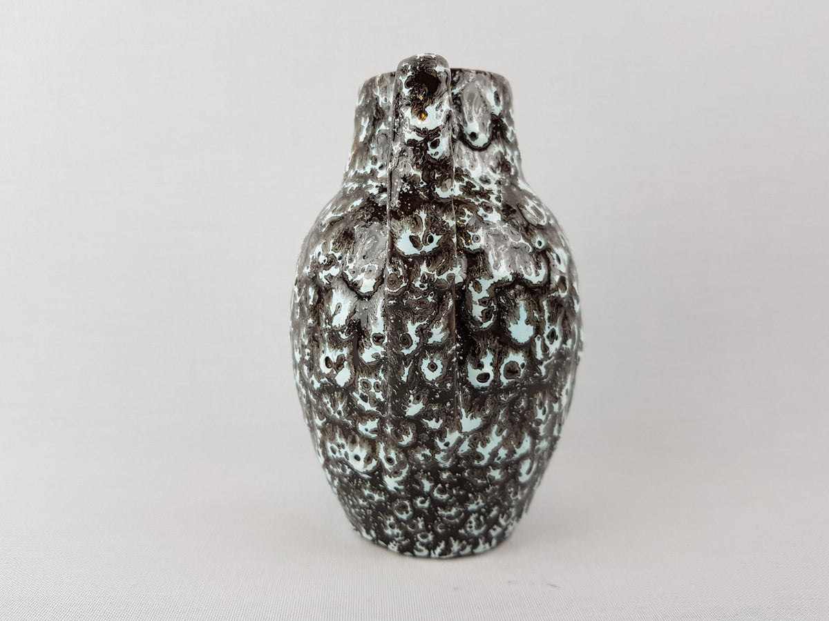 Vintage SCHEURICH KERAMIK Black and White Fat Lava Vase 414-16 West German Pottery 1960s