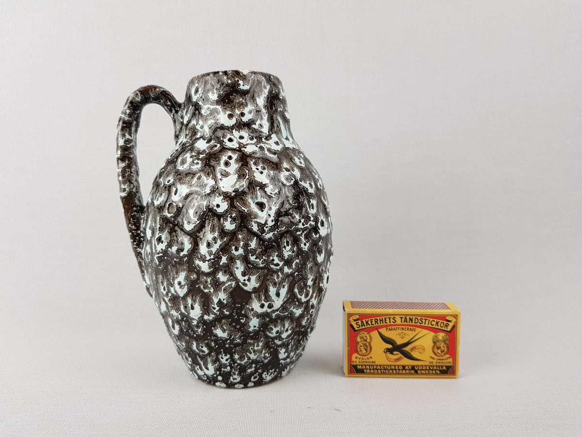 Vintage SCHEURICH KERAMIK Black and White Fat Lava Vase 414-16 West German Pottery 1960s