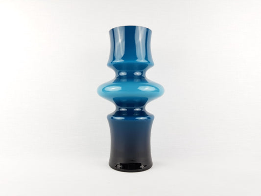 Vintage ASEDA GLASS Blue Vase by Bo Borgstrom From Sweden Scandinavia 1960s