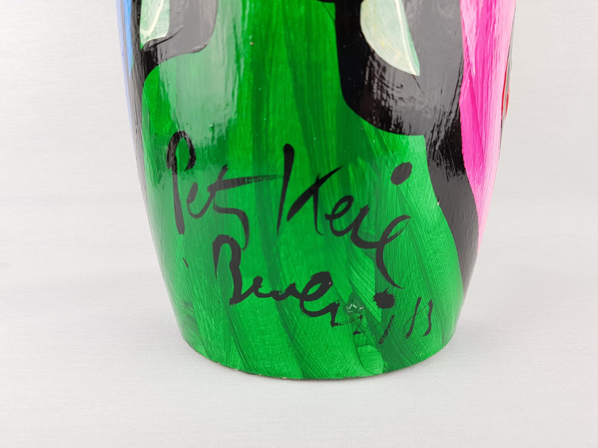 Vintage PETER ROBERT KEIL Hand Painted Scheurich Vase Surrealistic Abstract Art Berlin 1983