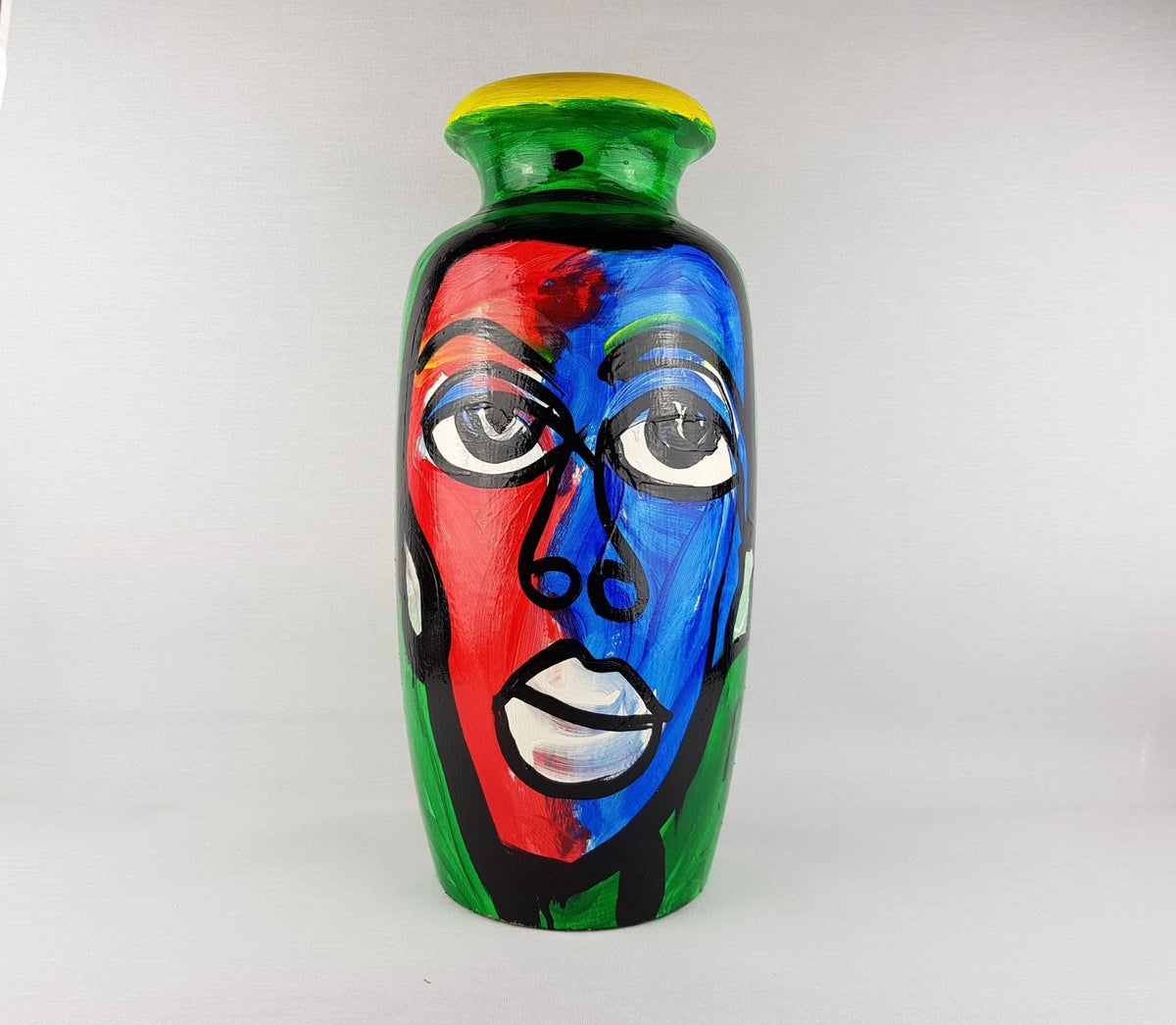Vintage PETER ROBERT KEIL Hand Painted Scheurich Vase Surrealistic Abstract Art Berlin 1983