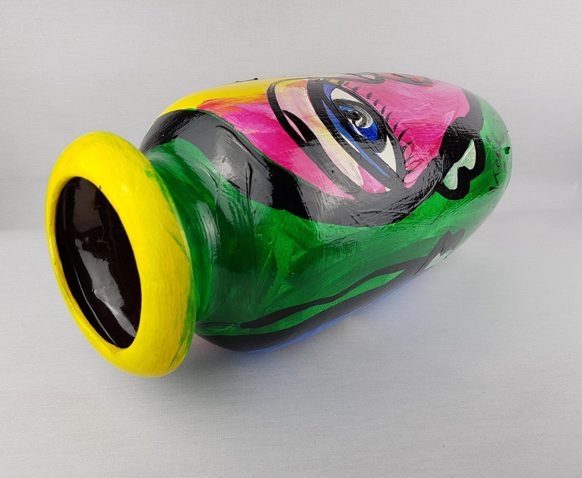 Vintage PETER ROBERT KEIL Hand Painted Scheurich Vase Surrealistic Abstract Art Berlin 1983