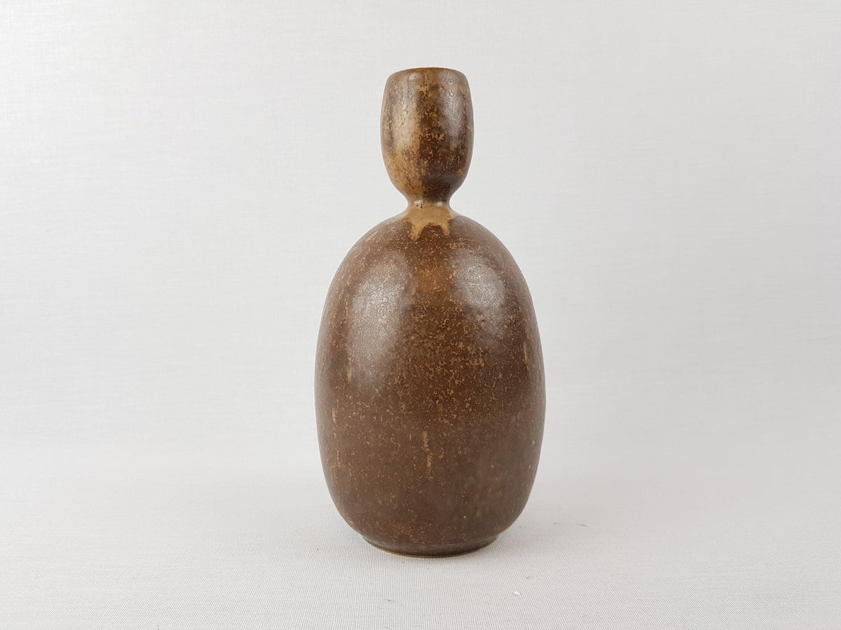 Vintage STUDIO ART POTTERY Brown Sculptural Vase Scandinavian Design 1970s