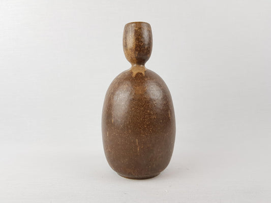 Vintage STUDIO ART POTTERY Brown Sculptural Vase Scandinavian Design 1970s