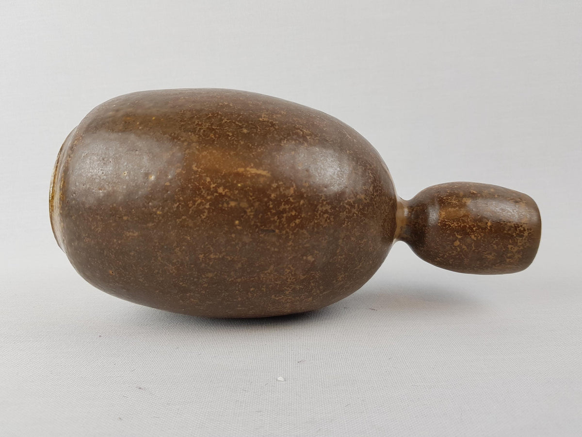 Vintage STUDIO ART POTTERY Brown Sculptural Vase Scandinavian Design 1970s