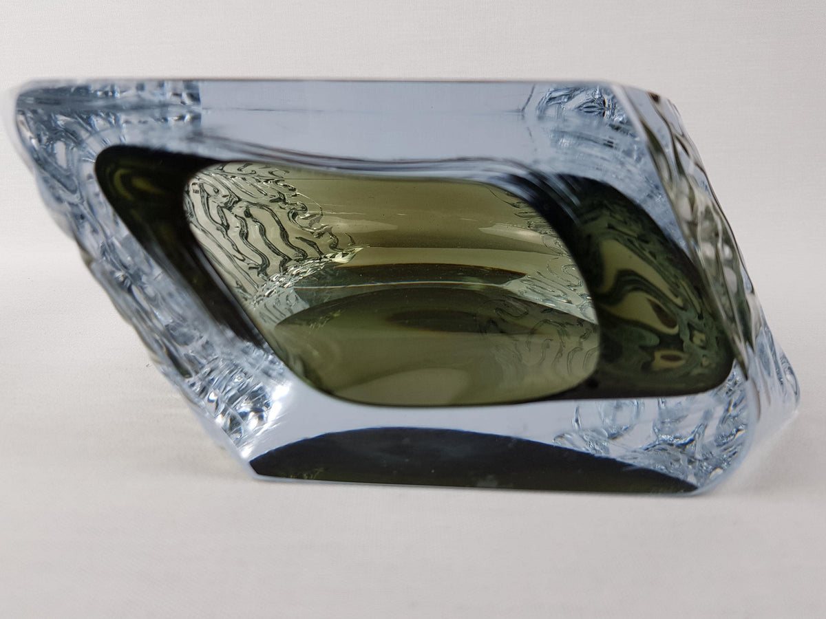 Large Vintage MURANO SOMMERSO GLASS Black Vase by Alessandro Mandruzzato Italian Art Glass 1960-70s
