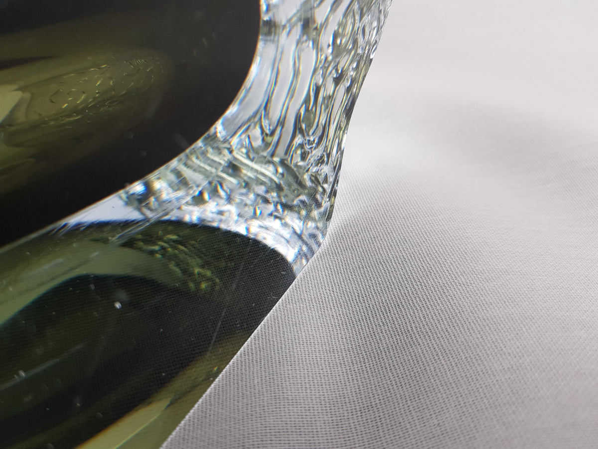 Large Vintage MURANO SOMMERSO GLASS Black Vase by Alessandro Mandruzzato Italian Art Glass 1960-70s