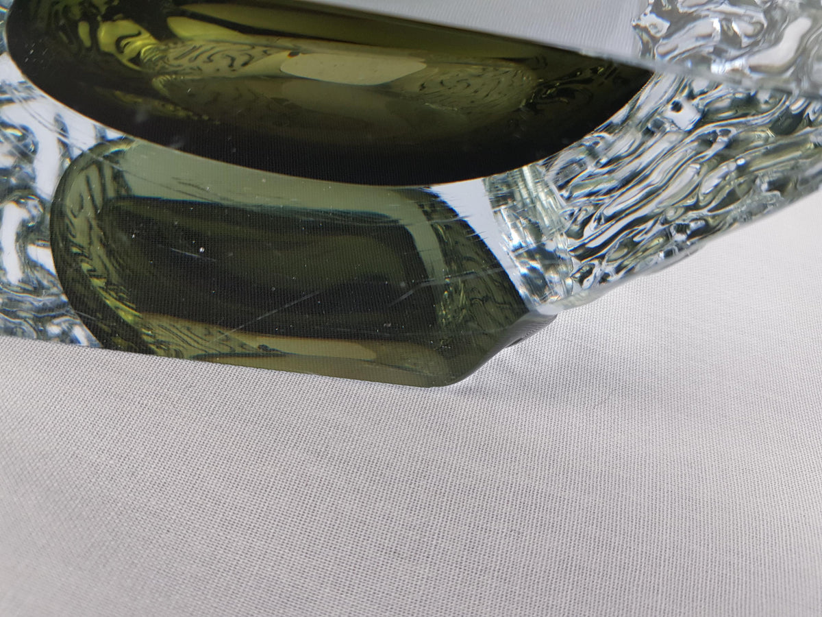 Large Vintage MURANO SOMMERSO GLASS Black Vase by Alessandro Mandruzzato Italian Art Glass 1960-70s