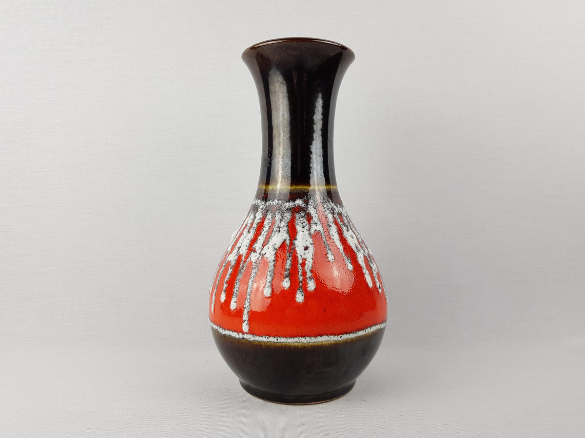 Vintage JASBA KERAMIK Brown Red Fat Lava Vase N046 10 28 West German Pottery 1970s