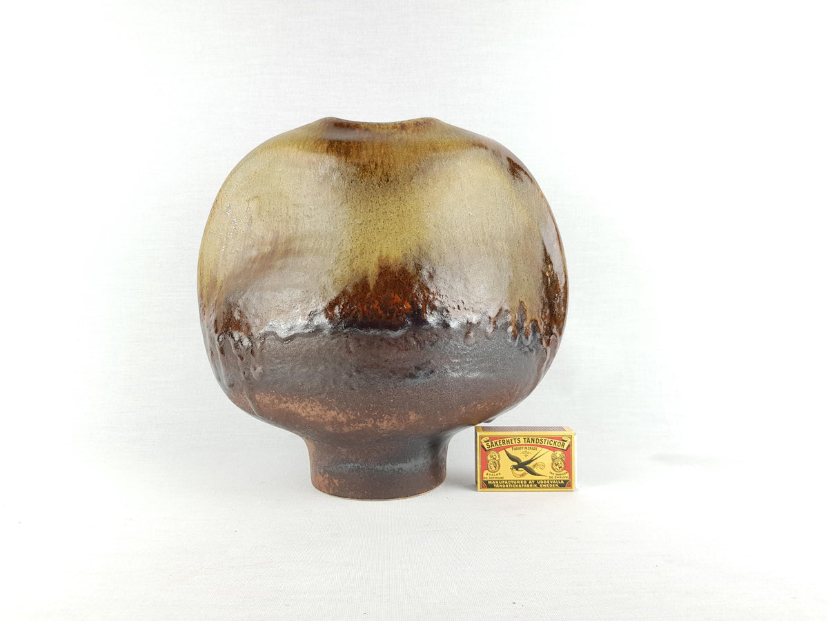 Vintage Brown STEULER KERAMIK Brown Vase 914 by Heiner Balzar Objekte Series 1980s