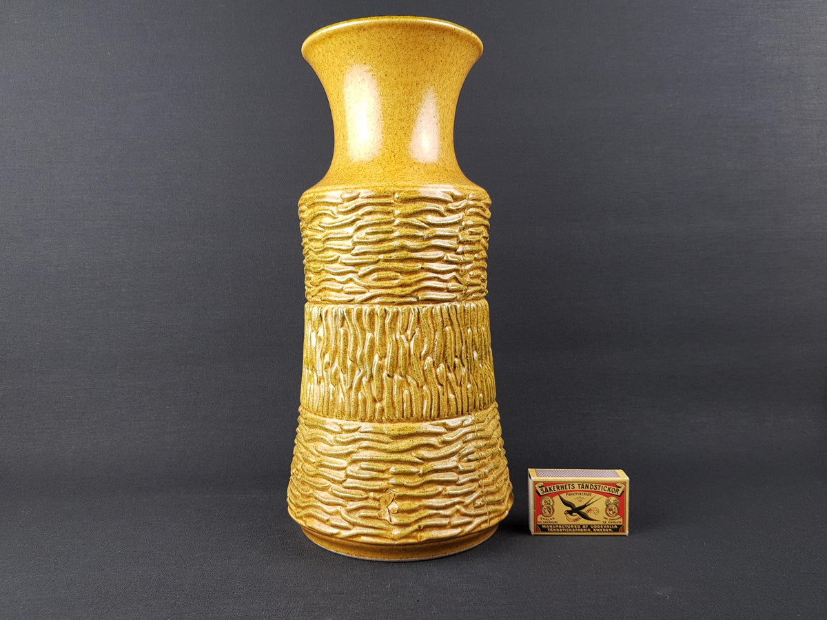 Vintage UBELACKER (Ü-Keramik) Ocher Yellow Vase 1448-30 West German Pottery 1960s 1970s