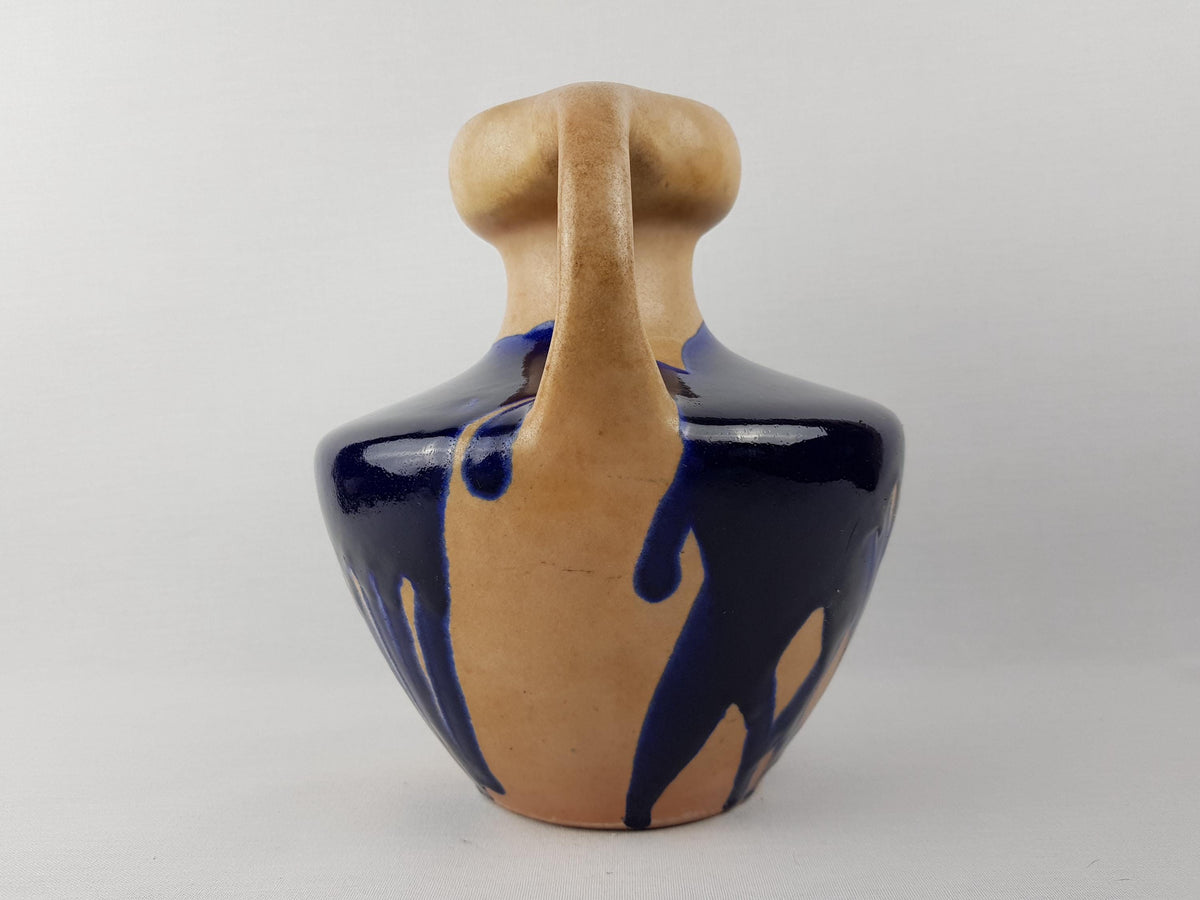Vintage MAREI KERAMIK Double Handled Blue and Beige Vase with "Caprice" Decor 9302 West German Pottery 1970s