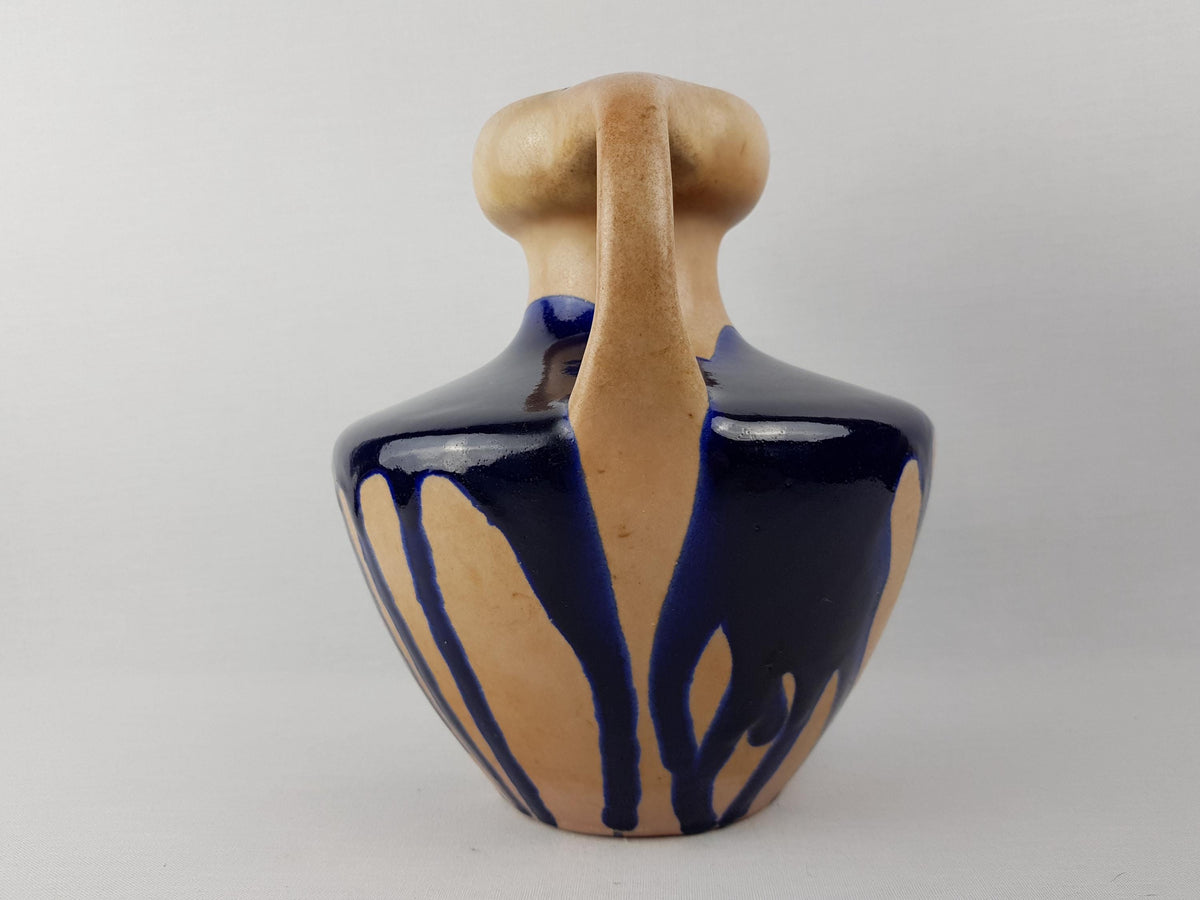 Vintage MAREI KERAMIK Double Handled Blue and Beige Vase with "Caprice" Decor 9302 West German Pottery 1970s
