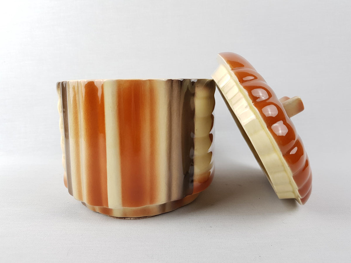 Art Deco ELSTERWERDA KERAMIK Candy Box with Spritz Decor West German Pottery 1930s