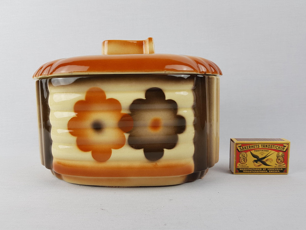 Art Deco ELSTERWERDA KERAMIK Candy Box with Spritz Decor West German Pottery 1930s