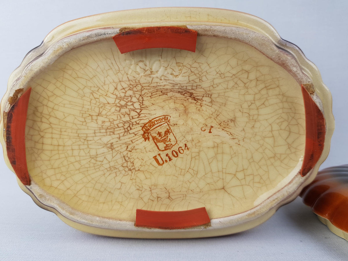 Art Deco ELSTERWERDA KERAMIK Candy Box with Spritz Decor West German Pottery 1930s