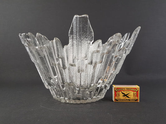 Vintage HUMPPILA REVONTULET (Northern Lights) Blown Glass Ice Bowl by Tauno Wirkkala 1960s