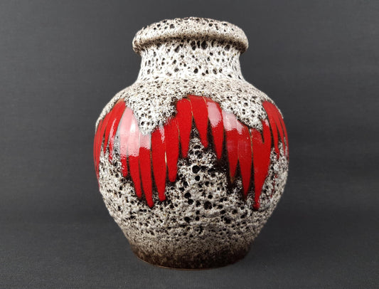 Vintage SCHEURICH KERAMIK White Fat Lava Vase With Lora Decor 291 20 West German Pottery 1970s