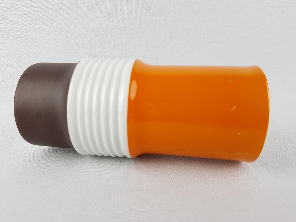 Vintage SCHUMANN ARZBERG Orange, Brown and White Porcelain Vase 1095 18 Bavaria Germany 1970s