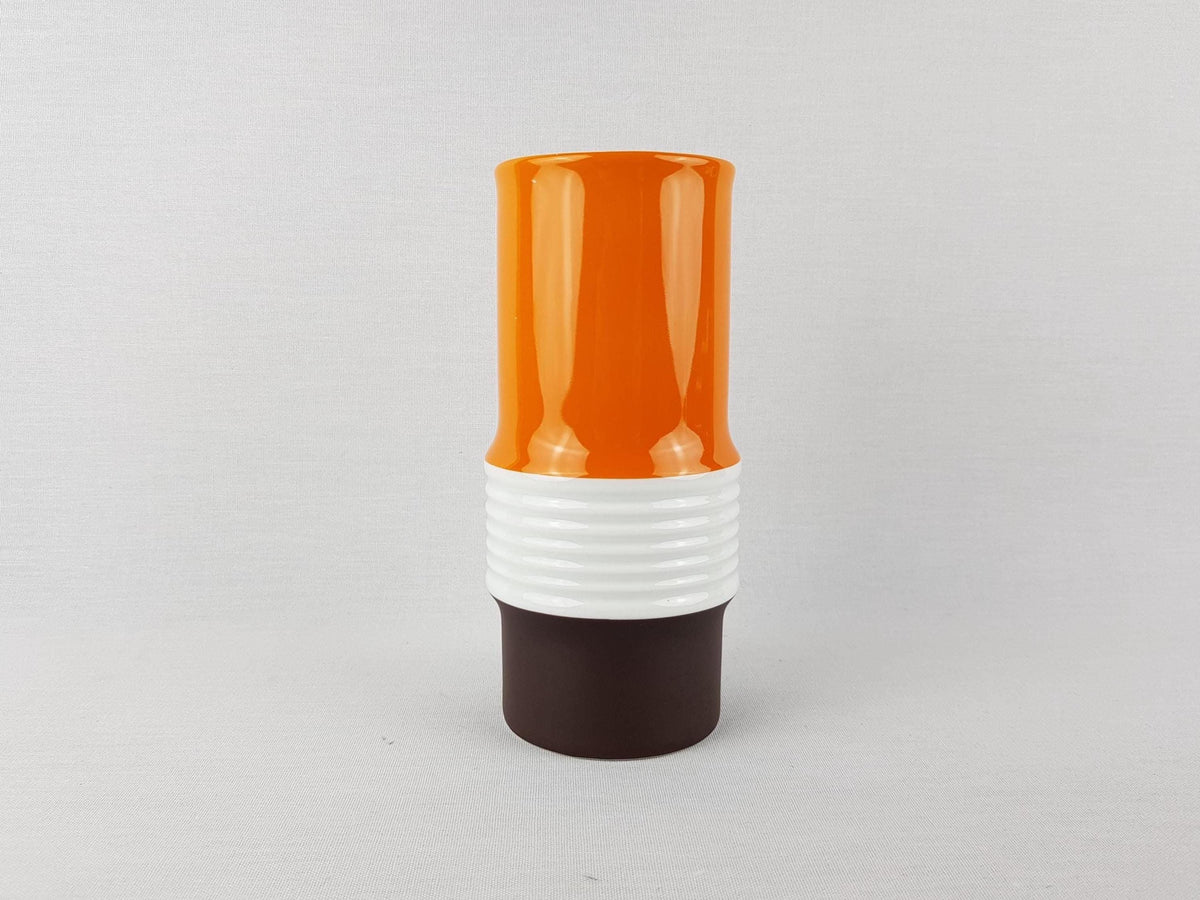 Vintage SCHUMANN ARZBERG Orange, Brown and White Porcelain Vase 1095 18 Bavaria Germany 1970s