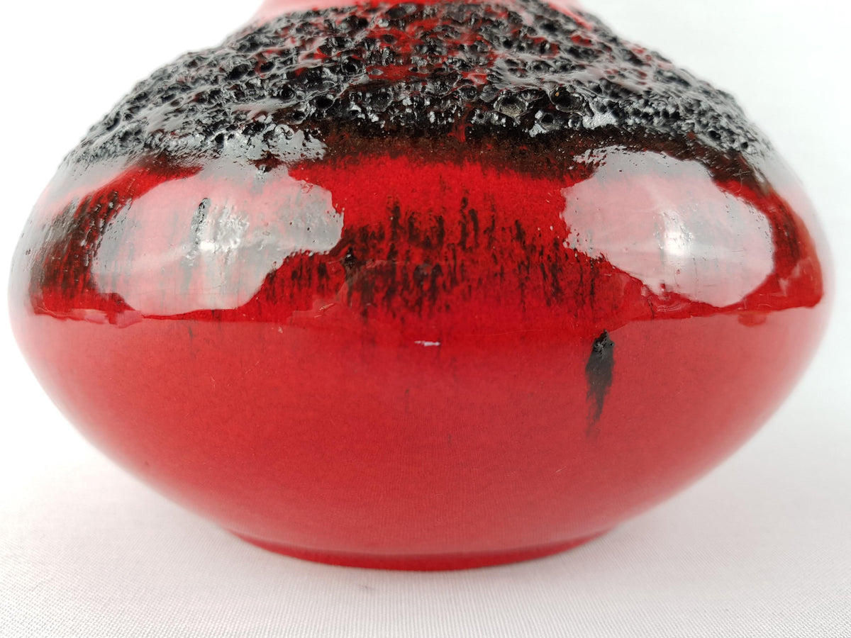 Vintage KREUTZ KERAMIK Red and Black Fat Lava Vase 429 West German Pottery 1970s