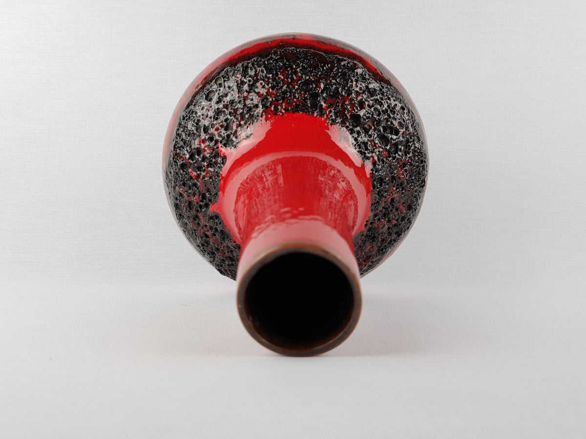 Vintage KREUTZ KERAMIK Red and Black Fat Lava Vase 429 West German Pottery 1970s