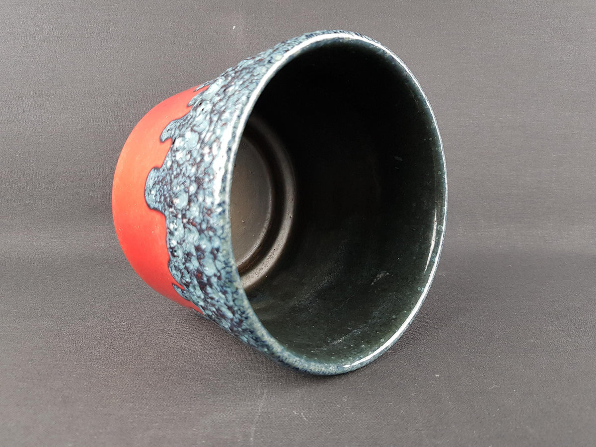 Vintage ES KERAMIK (Emons und Sohne) Red and Blue Fat Lava Planter Flower Pot West German Pottery 1970s