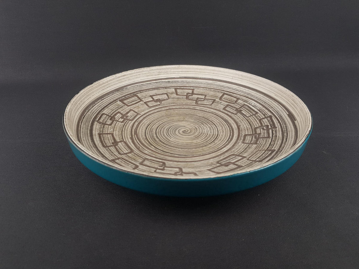 Vintage CARSTENS KERAMIK Beige Brown and Teal Blue Bowl 1075-31 West German Pottery 1960s 1970s