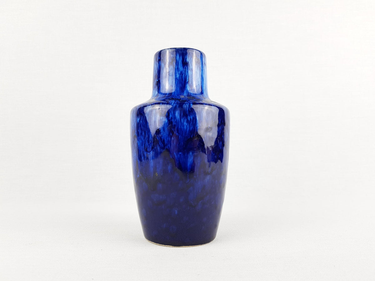 Vintage SCHEURICH KERAMIK Blue Vase with Drip Glaze 405-13.5 West German Pottery 1970s