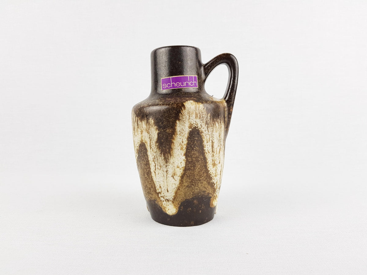Vintage SCHEURICH KERAMIK Brown and Beige Fat Lava Vase 405 13.5 West German Pottery 1970s