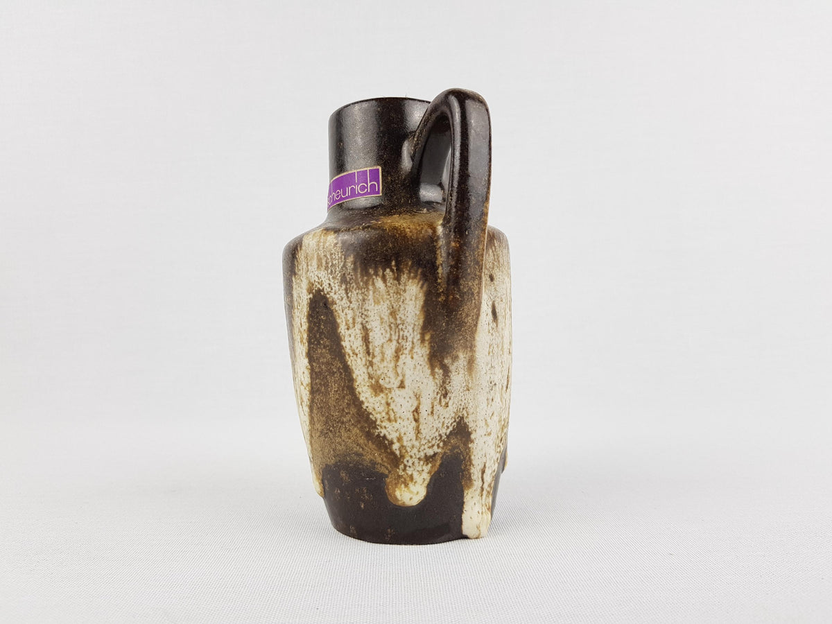 Vintage SCHEURICH KERAMIK Brown and Beige Fat Lava Vase 405 13.5 West German Pottery 1970s