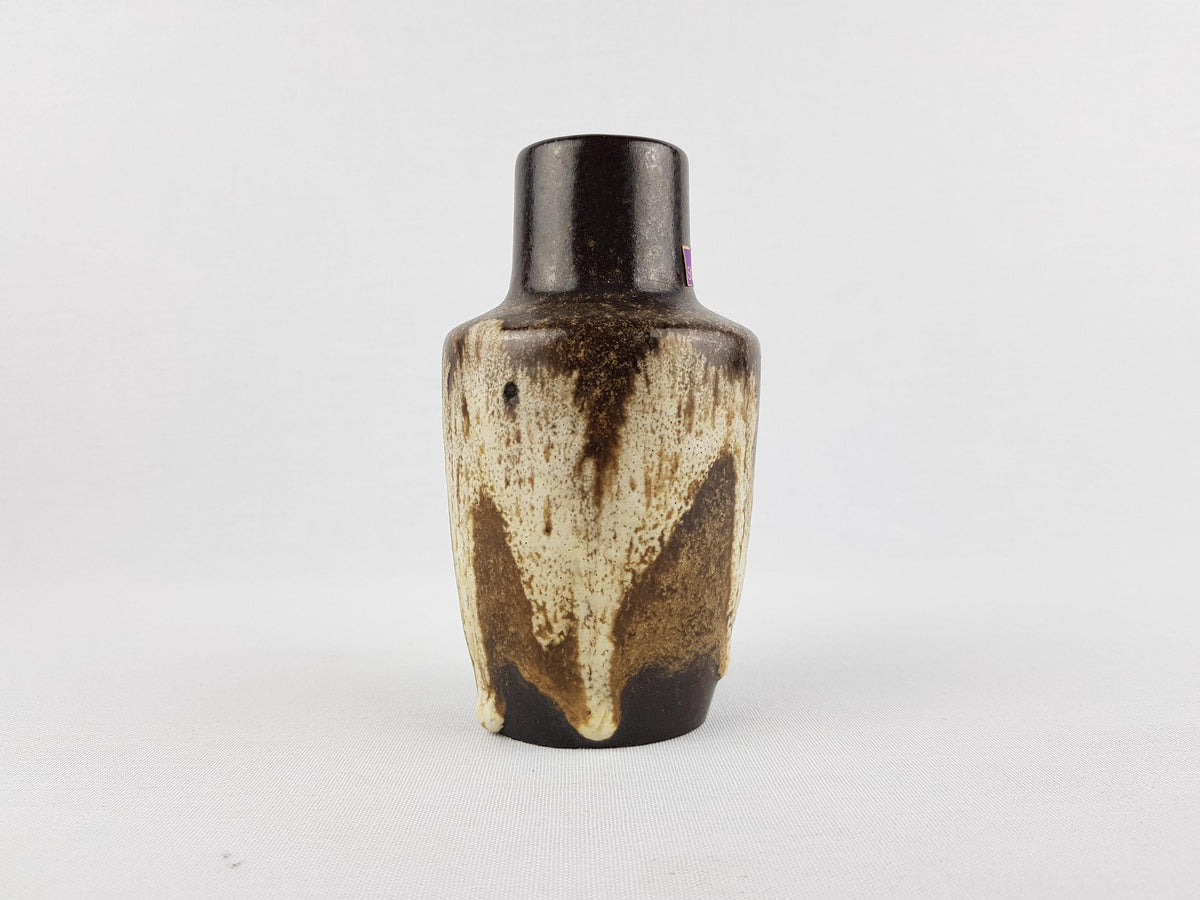 Vintage SCHEURICH KERAMIK Brown and Beige Fat Lava Vase 405 13.5 West German Pottery 1970s