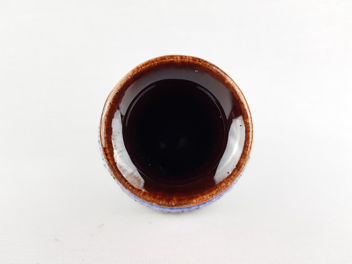 Vintage BAY KERAMIK Orange and Blue Fat Lava Vase 66 14 West German Pottery 1970s