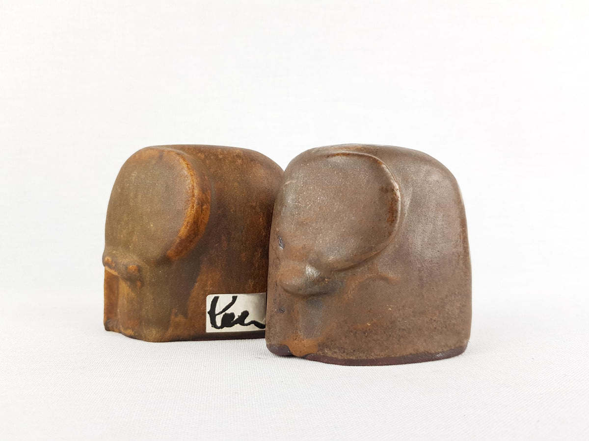 Vintage Elephant Duo Pair SCHAFFENACKER Studio Art Pottery West Germany 60s 70s
