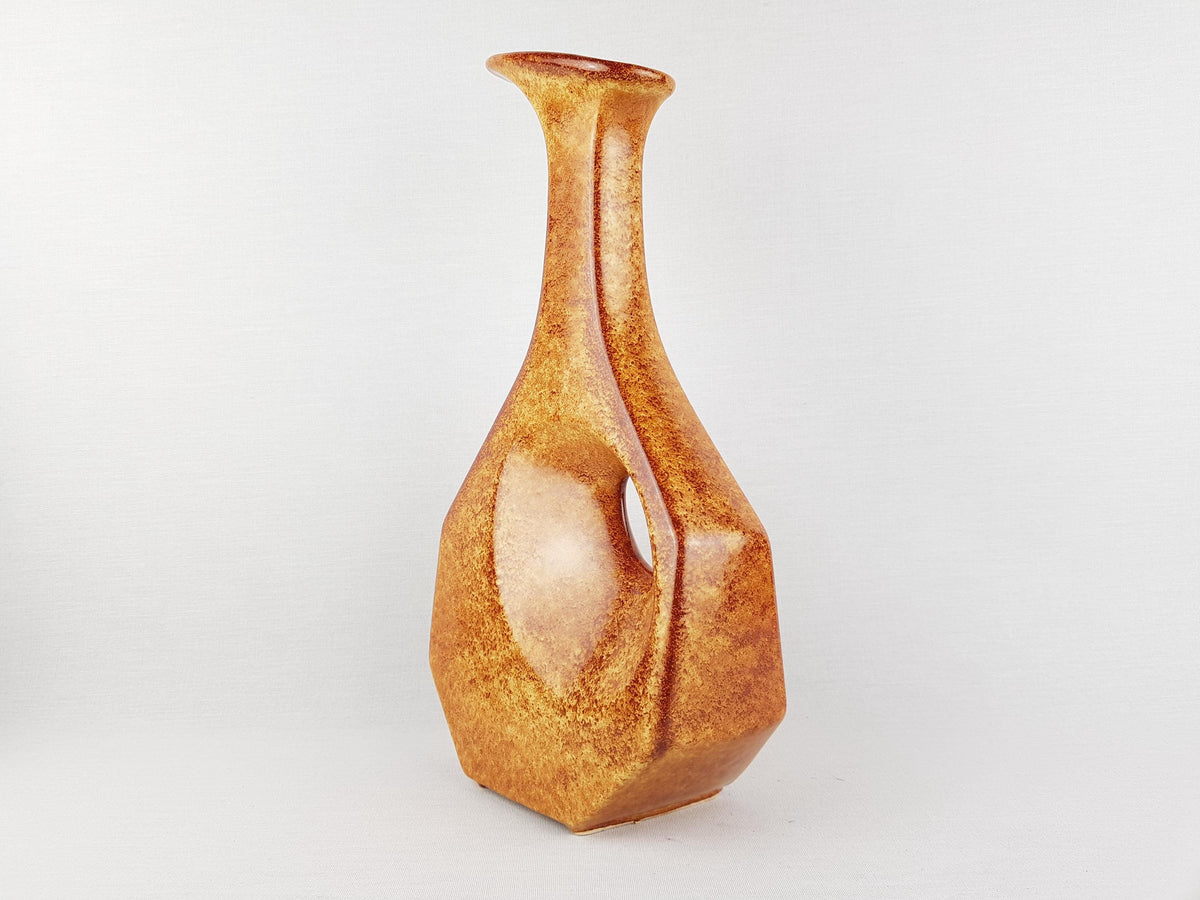 Vintage BERTONCELLO Stylish Vase with 'Screziato Tabacco' glaze 979 Italian Pottery 1970s