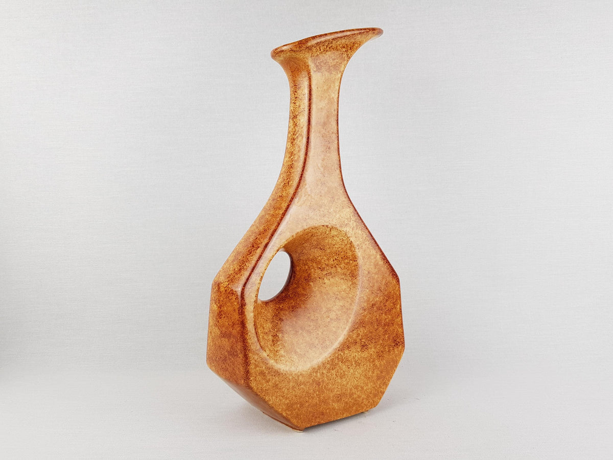 Vintage BERTONCELLO Stylish Vase with 'Screziato Tabacco' glaze 979 Italian Pottery 1970s