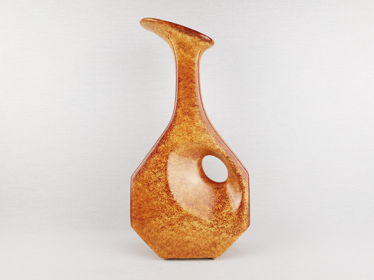 Vintage BERTONCELLO Stylish Vase with 'Screziato Tabacco' glaze 979 Italian Pottery 1970s