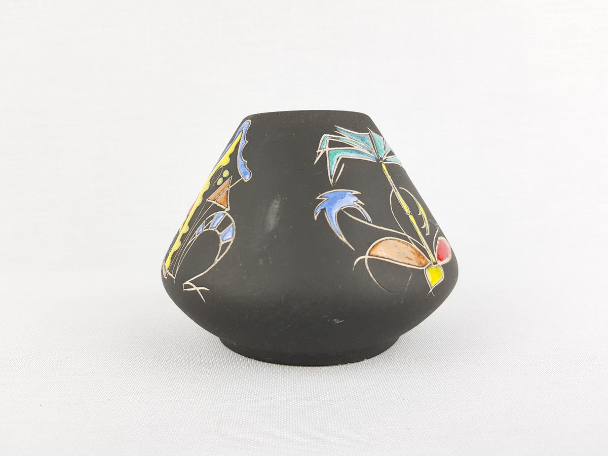 Vintage KETO KERAMIK Black Handpainted Vase 1002 West German Pottery 1950-60s