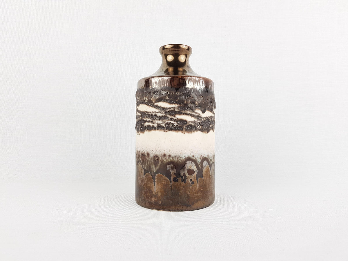 Vintage RUSCHA KERAMIK Metallic Brown and Beige Vase 811-2 West German Pottery Fat Lava Era 1970s