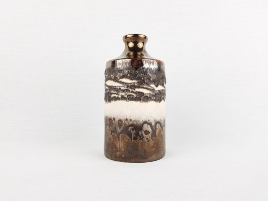 Vintage RUSCHA KERAMIK Metallic Brown and Beige Vase 811-2 West German Pottery Fat Lava Era 1970s