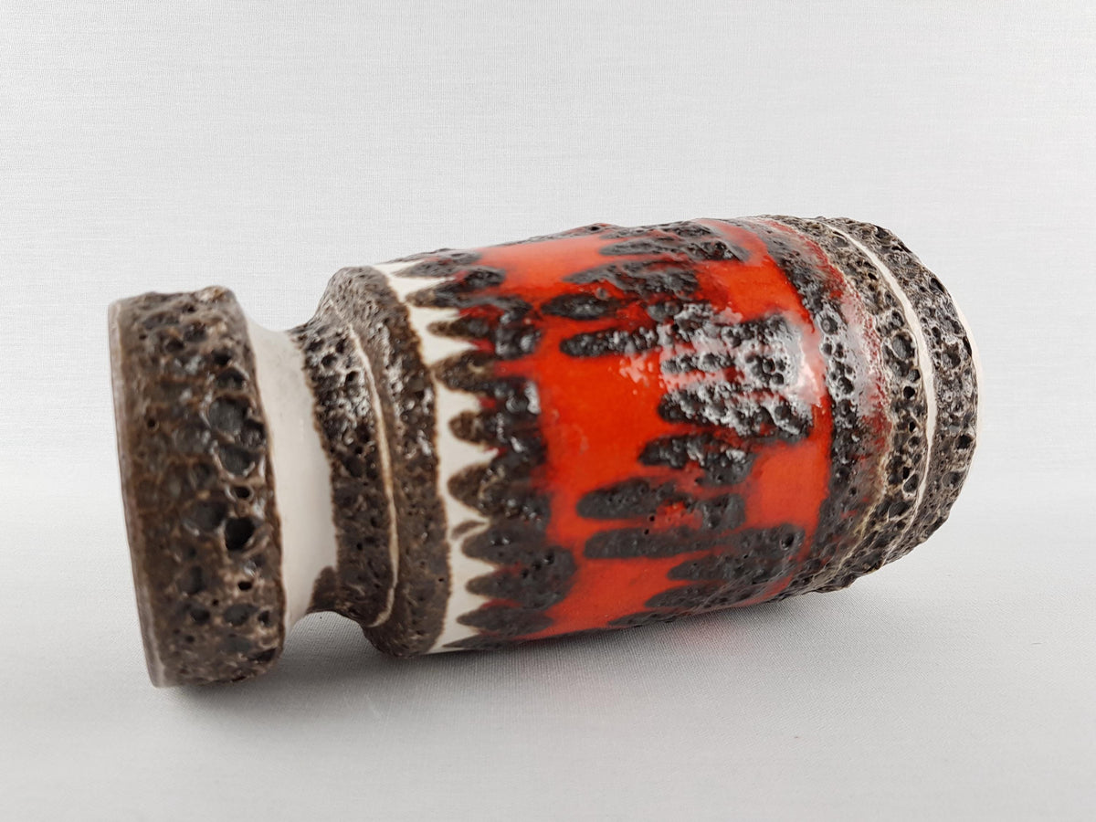 Vintage SCHEURICH KERAMIK Fat Lava Vase With Zig Zag Decor 242-22 West German Pottery 1970s
