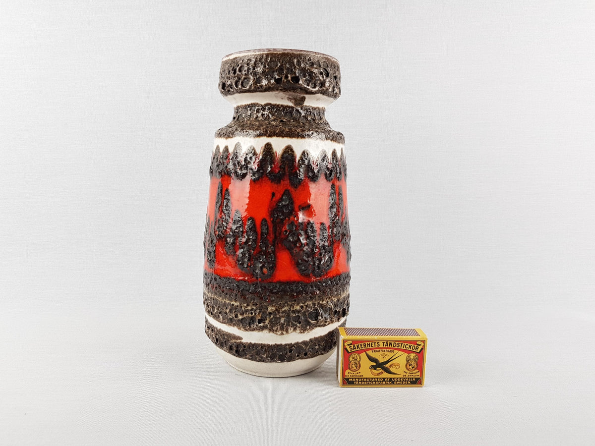 Vintage SCHEURICH KERAMIK Fat Lava Vase With Zig Zag Decor 242-22 West German Pottery 1970s