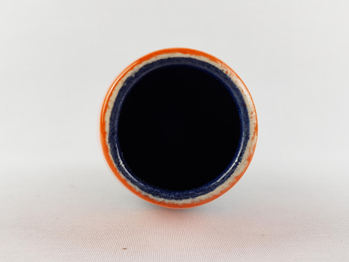 Vintage SCHEURICH KERAMIK Blue and Orange Vase 522 18 West German Pottery Fat Lava Era