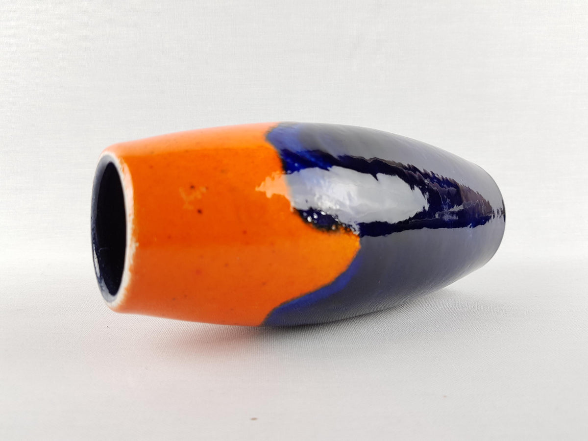 Vintage SCHEURICH KERAMIK Blue and Orange Vase 522 18 West German Pottery Fat Lava Era