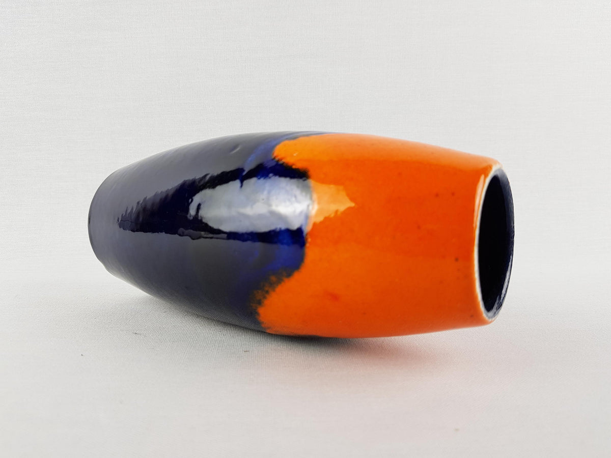 Vintage SCHEURICH KERAMIK Blue and Orange Vase 522 18 West German Pottery Fat Lava Era