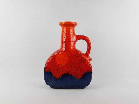 Vintage DUMLER UND BREIDEN Red and Blue Fat Lava Vase 603/25 West German Pottery 1970s