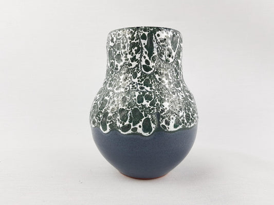 Vintage GRAMANN RÖMHILD Topferei Studio Art Pottery Greenish Blue Speckled Vase East German Pottery 1960s