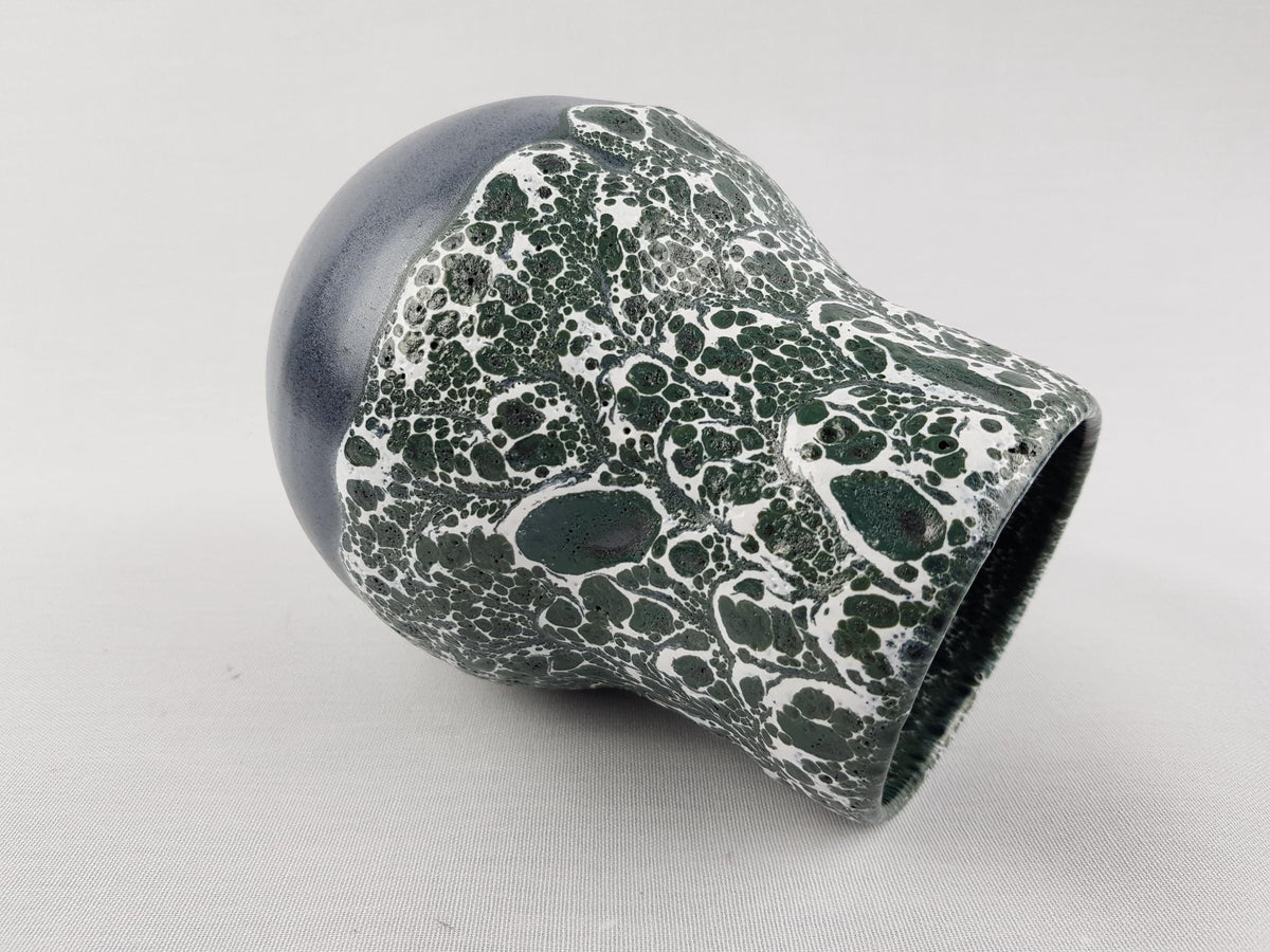 Vintage GRAMANN RÖMHILD Topferei Studio Art Pottery Greenish Blue Speckled Vase East German Pottery 1960s