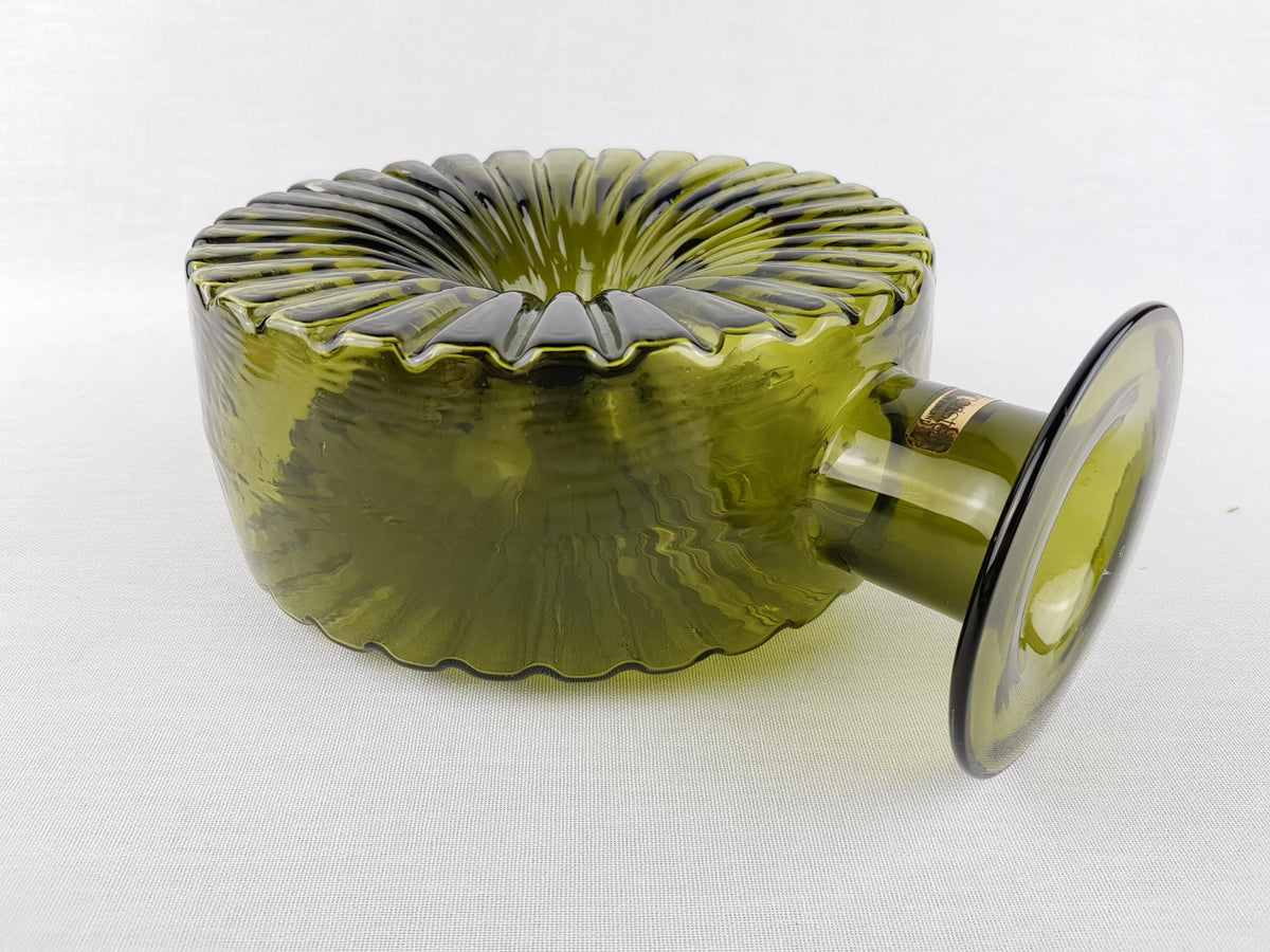 Vintage HELENA TYNELL 'Aurinkopullo' Green Glass Vase "Sun Bottle" for Riihimaen Lasi Finland 1960-70s